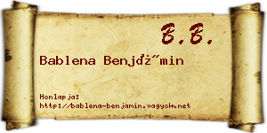 Bablena Benjámin névjegykártya